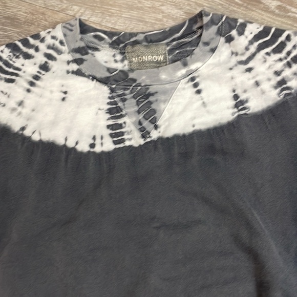 Monrow Crewneck Sweatshirt Gray White Tie Dye Size XS - Picture 4 of 10